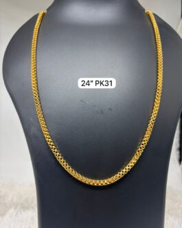 Premium quality one gram gold medium size 24 inch chain