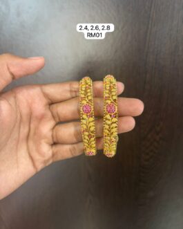 Premium quality one gram gold Ruby stone bangles 2.4,2.6 and 2.8
