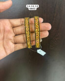 Premium quality one gram gold stone bangles 2.4,2.6 and 2.8 avl