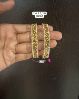Premium quality one gram gold stone bangles 2.4,2.6 and 2.8 avl