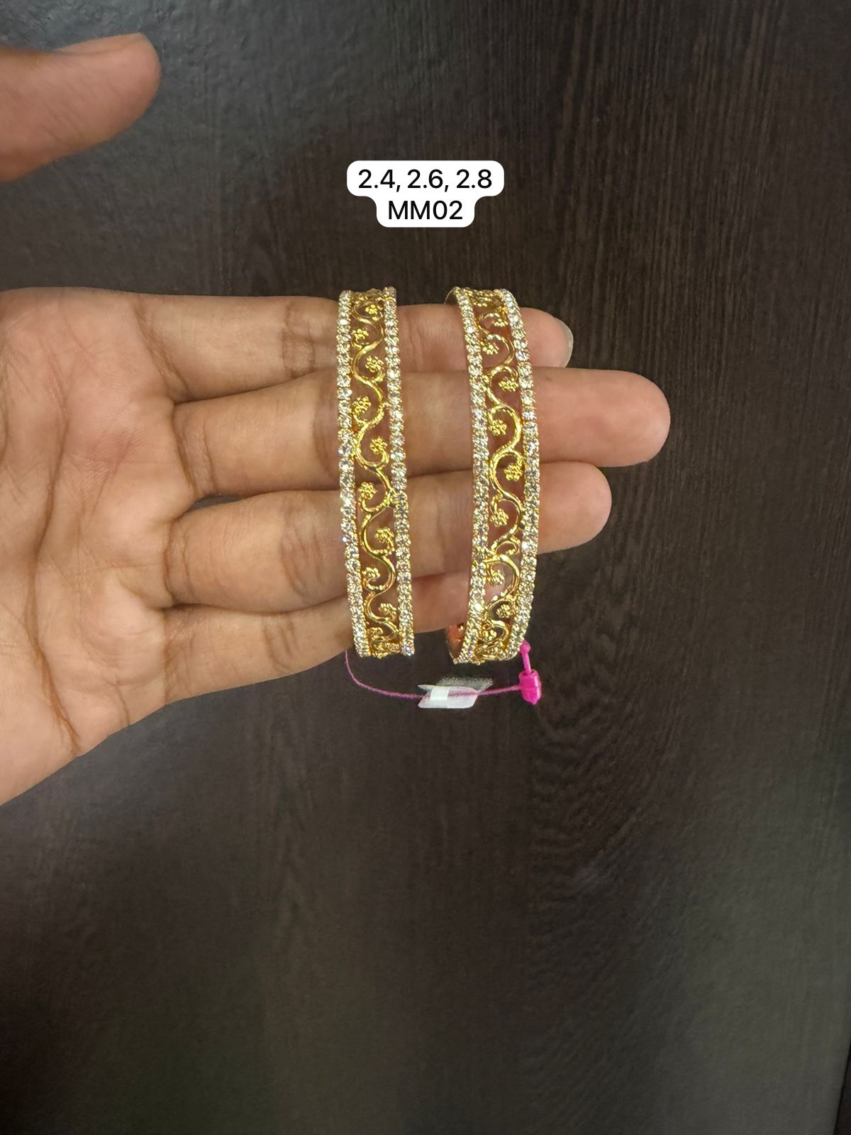 Premium quality one gram gold stone bangles 2.4,2.6 and 2.8 avl