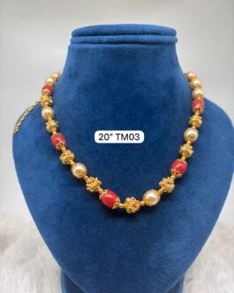 Premium quality one gram gold 20 inch beads necklace