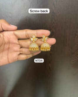 Premium quality one gram gold stone work Jumka