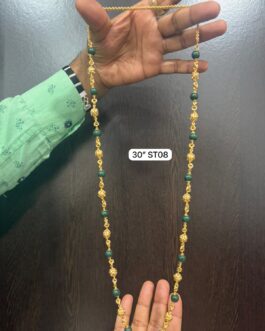 Premium quality One gram gold 30 inch Jeda chain with gold bead work