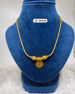 Premium quality one gram gold short laxmi coin necklace
