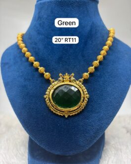 Premium quality one gram gold short ball necklace with stone pendent