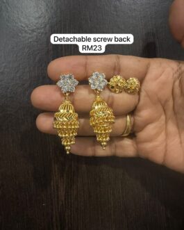 Premium quality One gram gold Big 7 Stone ear rings with step Jumka Matching Gold stud free