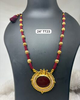 Premium quality One gram gold 24 inch Thread Jomale with Big stone pendent