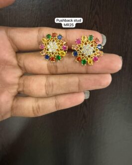 Premium quality one gram gold AD stone stud ear rings