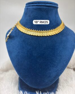 Premium quality one gram gold short laxmi coin necklace