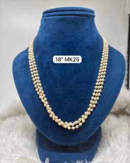 Premium quality one gram gold short 3 layer pearl chain