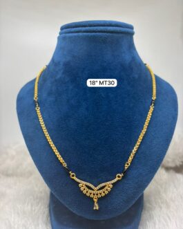 Premium quality one gram gold 18 inch karimani with AD pendent