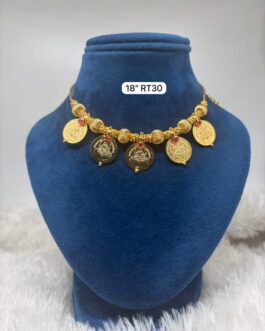Premium quality one gram gold 18 inch 5 coin necklace