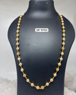 Premium quality one gram gold swarokshi pearl chain with stone pendent