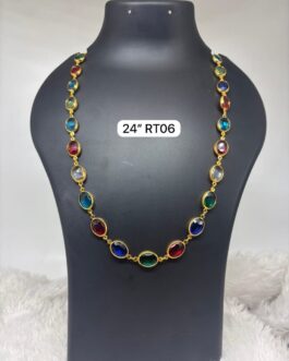 Premium quality One gram gold 24 inch Big stone work Navaratna Chain