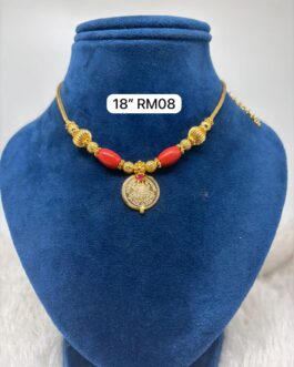 Premium quality One gram gold Short laxmi coin coral necklace