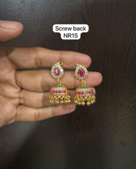 Premium quality One gram gold small size stone jumka