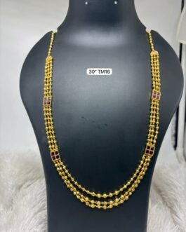 Premium quality One gram gold 3 layer 30 inch rani haara