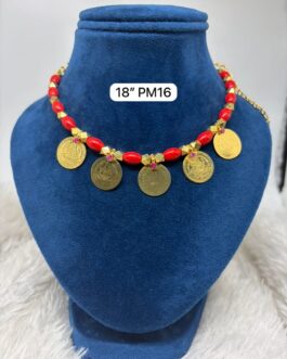 Premium quality One gram gold 5 coin coral necklace