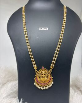 Premium quality One gram gold 32 inch pearl chain with laxmi pendent