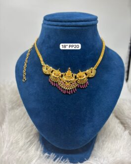 Premium quality One gram gold short laxmi necklace