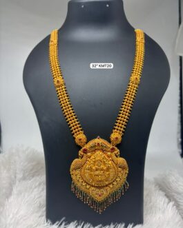 Premium quality Geru polish long 32 inch laxmi necklace